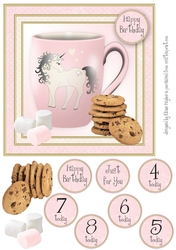 Unicorn and Cookies Birthday Mug 7x7 Card Front Topper