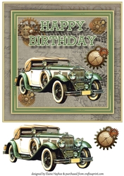 Vintage Car 8x8 card Front Topper