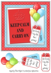 Keep Calm 8x8 Birthday Card Front Topper