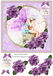 Pensive Fairy 8x8 Card Front Topper