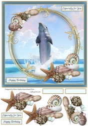Dolphin 8x8 Birthday Card Front Topper