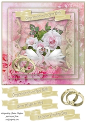 Swans Wedding Day Card Front / Topper