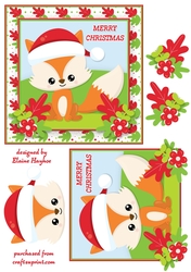 Wobblehead Christmas Fox Card Front