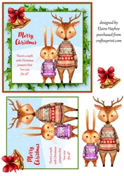 Christmas Jumper Reindeer and Rabbit Card Front