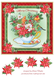 Teacup Christmas Robin Card Front