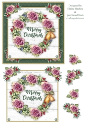 Christmas Rose Wreath Card Front
