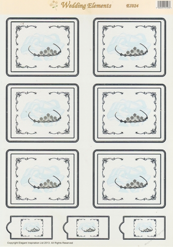 2 x 1024EDC - Wedding Tiara / Crown - A4 DIE CUT TOPPERS