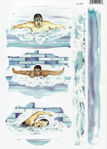 2 x 2080DC - A4 Swimming, Butterfly Stroke, Front Crawl DIECUT