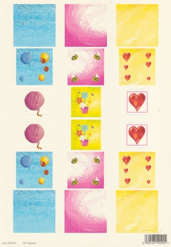 2 x 241 - Balloon Heart Squares Die Cut Sheet