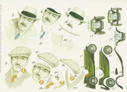 2 x 565CD - Vintage Men & Cars - A4 Step by Step Printed Craft Sheet - Not Die Cut