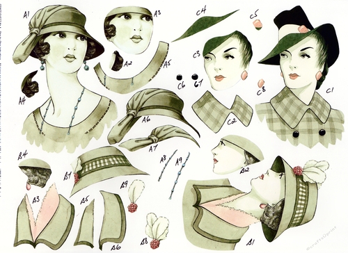 2 x 567CD - Vintage Ladies - A4 Step by Step Printed Craft Sheet - Not Die Cut