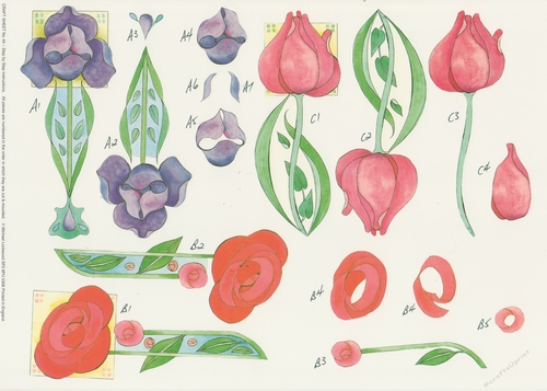 2 x 603CD - Tulip Rose and Bluebell - A4 Step by Step - Not Die Cut