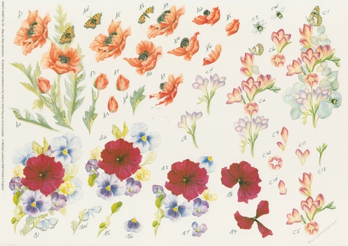 2 x 613CD - Step by Step Crafts Sheet Pansies and Butterflies  - NOT DIE CUT