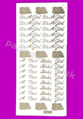 Gold It's a Girl - a New Baby Girl 50 Peel Offs
