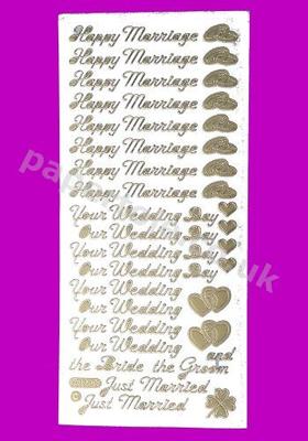 Gold Happy Marriage - Your Wedding Day 51 Peel Offs