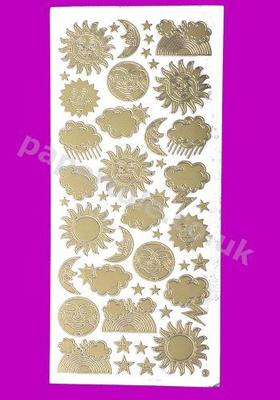 Gold Moon - Sun - Clouds - Weather 211 Peel Offs