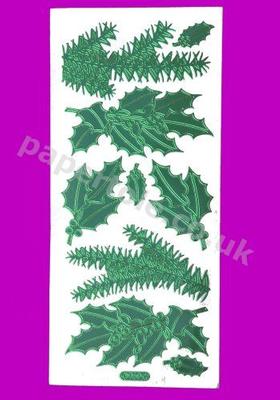Green Christmas Holly - Christmas Ferns 282 Peel Offs