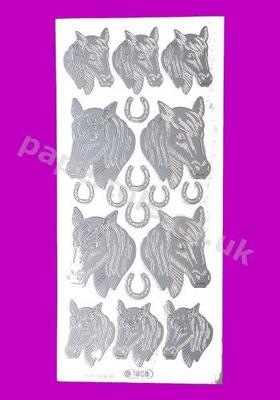 Silver Horses Heads and Horse Shoes 395 Peel Offs