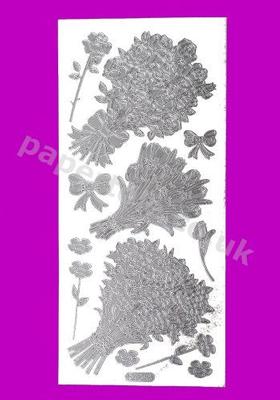 Silver Bouquet of Flowers 402 Peel Offs