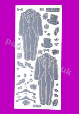 Silver Groom - Top Hat and Tails - Wedding 505 Peel Offs