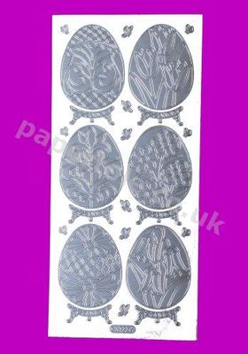 Silver Large Floral - Easter Eggs 514 Peel Offs