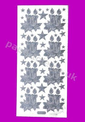Silver Christmas Candles 517 Peel Offs