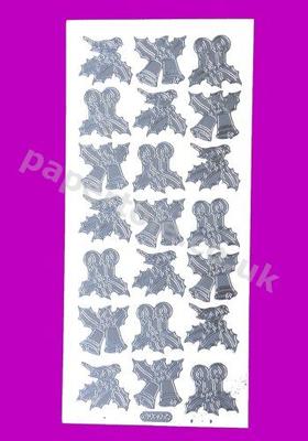 Silver Christmas Bells and Candles 518 Peel Offs