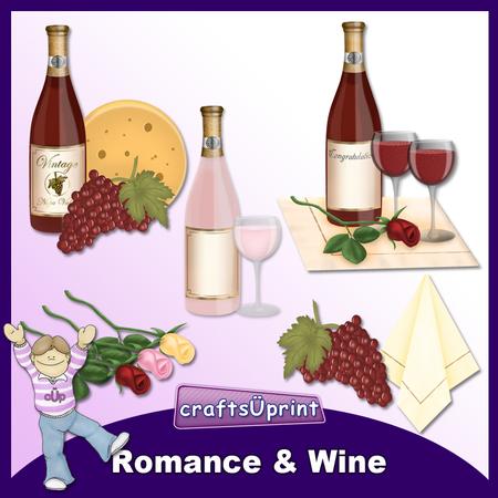 Romance & Wine Clip Art