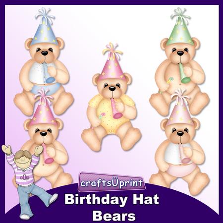 Birthday Hat Bears Clip Art Kit