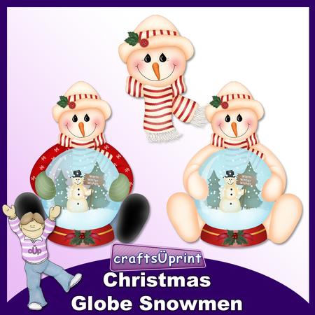 Christmas Globe Snowmen Clip Art