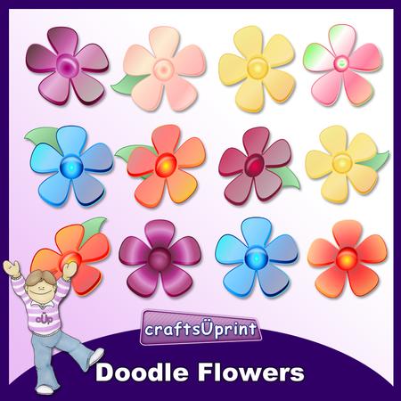 Doodle Flowers Clip Art