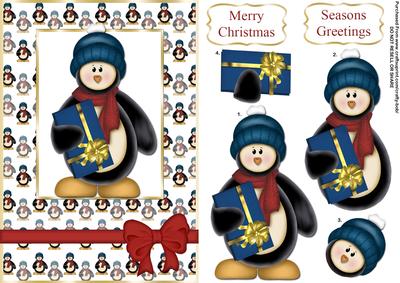 Penguin's Present Cute Christmas Step by Step Card