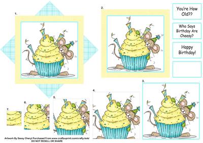 Cheeky Mouse Male Birthday Pyramid Card Topper