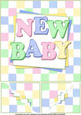 Bright & Funky Gingham New Baby Quick Card