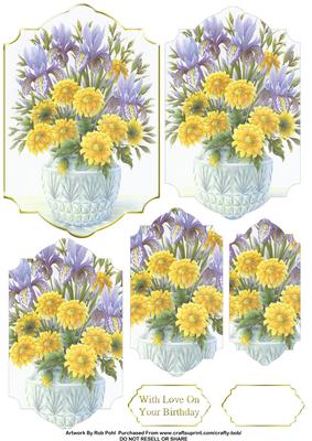 Floral Spray Pyramid Ladies Birthday Card Topper