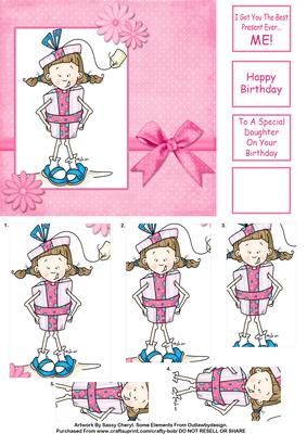 Walking Present Female Birthday Pyramid Card