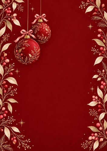 Red Christmas Swirls and Snowflakes