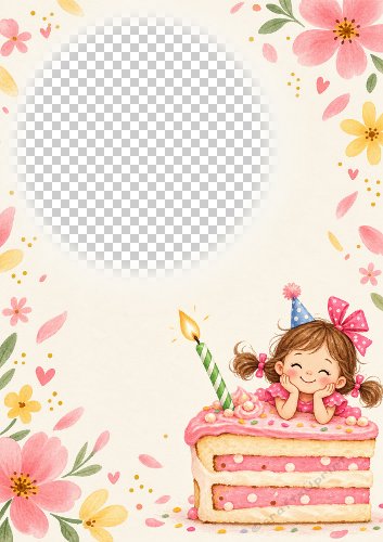 Birthday Cake Female Aperture Card Front