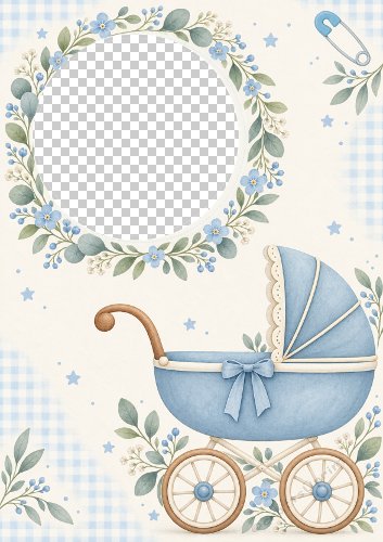 Gingham Baby Boy Aperture Card Front