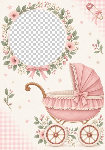Gingham Baby Girl Aperture Card Front