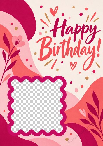 Pink Birthday Wave Card Front