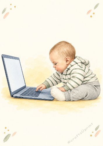 Baby on Laptop Humorous Card Front