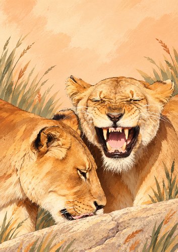 Laughing Lion Humorous Card Front