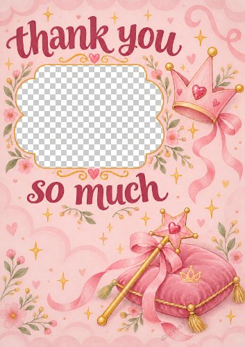 Thank You Princess Themed Aperture Card Front