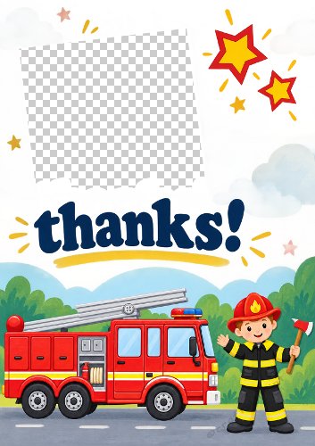 Thank You Fire Fighter Themed Aperture Card Front