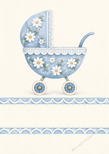New Baby Boy Pram Card Front