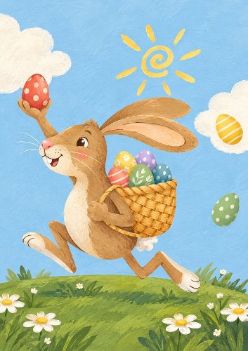 Easter Bunny Cartoon Card Front