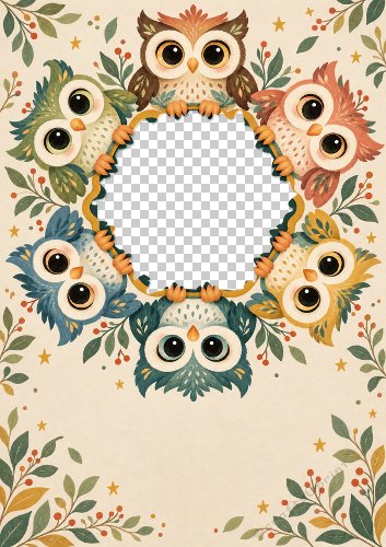 Cute Owl Frame Photo Card