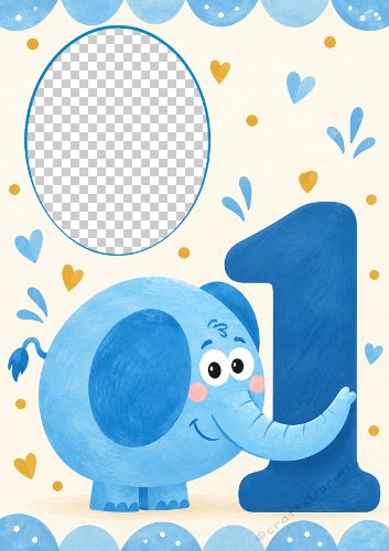 Elephant Age One Card Boy