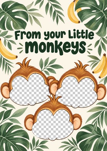 Three Little Monkeys Photo Card